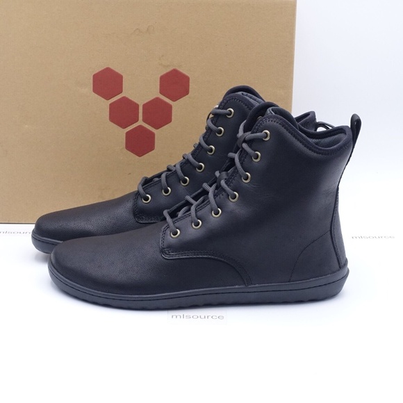 NEW VivoBarefoot Men\'s Scott II Camel Leather Barefoot Boots 300144-01 Obsidian